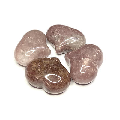 Natural Strawberry Quartz Heart Palm Stone G-F659-A07-1