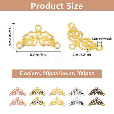 100Pcs 5 Colors Tibetan Style Alloy Chandelier Component Links FIND-CA0009-80-1
