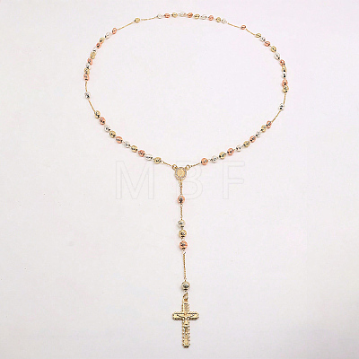 Vintage 304 Stainless Steel Round Rosary Bead Necklaces VJ4936-1-1