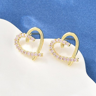 Brass Micro Pave Cubic Zirconia Stud Earrings CU-CBACDF6-02G-1