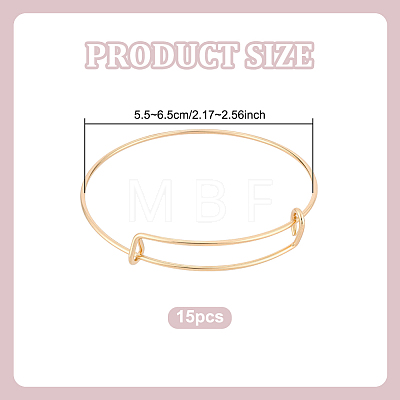 15Pcs Stainless Steel Adjustable Bangle Making BJEW-UN0001-64G-1