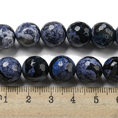 Faceted Natural Fire Crackle Agate Beads Strands G-F447-12mm-N16-1