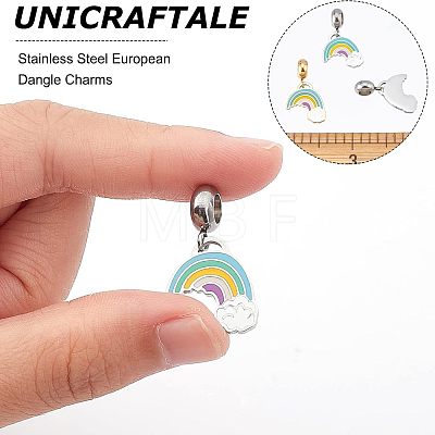 Unicraftale 4Pcs 2 Colors 304 Stainless Steel European Dangle Charms STAS-UN0034-28-1