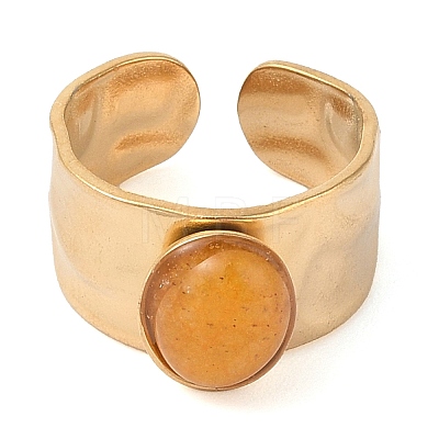 Oval Natural Agate Finger Rings RJEW-Z057-12G-04-1