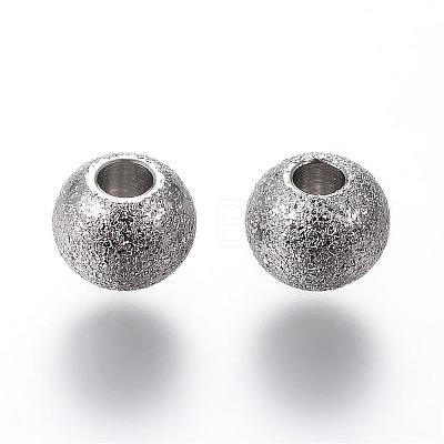 304 Stainless Steel Textured Beads STAS-P108-06-1