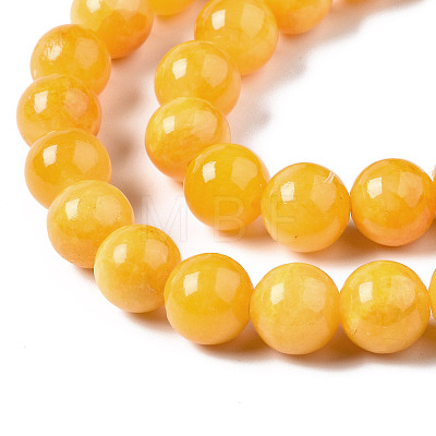 Natural Dyed Yellow Jade Gemstone Bead Strands X-G-R271-10mm-Y07-1