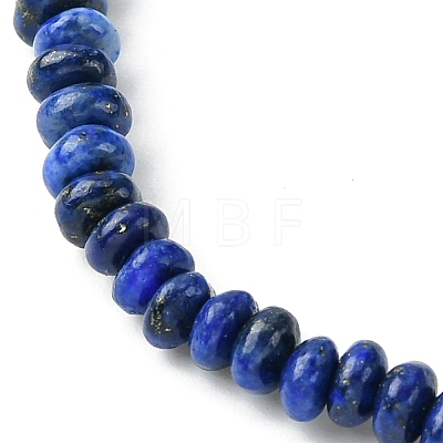 Natural Lapis Lazuli Flat Round Beaded Stretch Bracelets for Women BJEW-JB09717-05-1