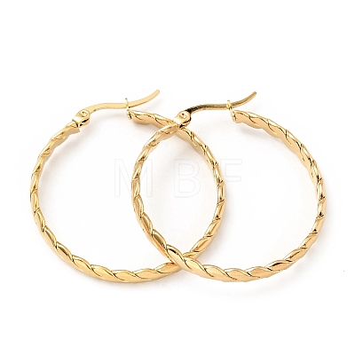 303 Stainless Steel Twist Rope Hoop Earrings with 316 Stainless Steel Pins for Women EJEW-F285-36G-1