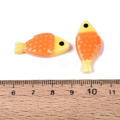 Hand Painted Fish Shaped Porcelain Beads PORC-N013-06D-1