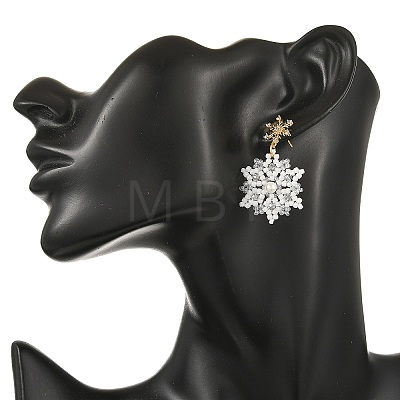 Glass & Shell Pearl Braided Dangle Earrings EJEW-MZ00812-1