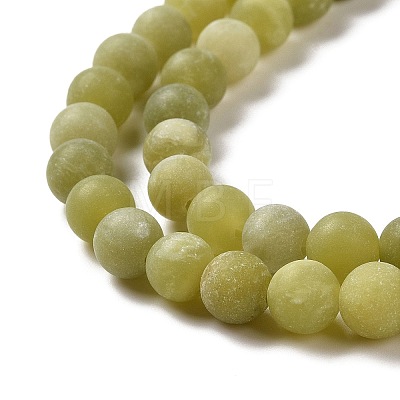 Round Frosted Natural TaiWan Jade Bead Strands G-M248-6mm-02-1