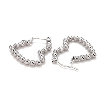 Heart 304 Stainless Steel Hoop Earrings for Women STAS-A057-19P-1