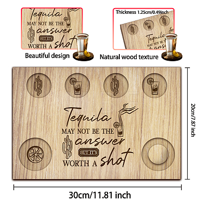 Wood Shot Glasses Tray AJEW-WH0422-004-1