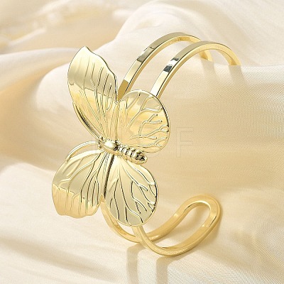 Butterfly Brass Cuff Open Bangles BJEW-M060-01G-01-1