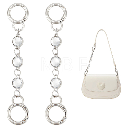 2Pcs Alloy & Glass Flat Round Link Bag Extension Chains FIND-UN00019-1