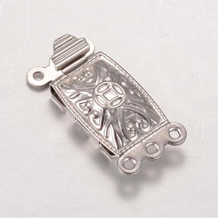 Tarnish Resistant Rectangle 304 Stainless Steel Box Clasps STAS-L183-03-1