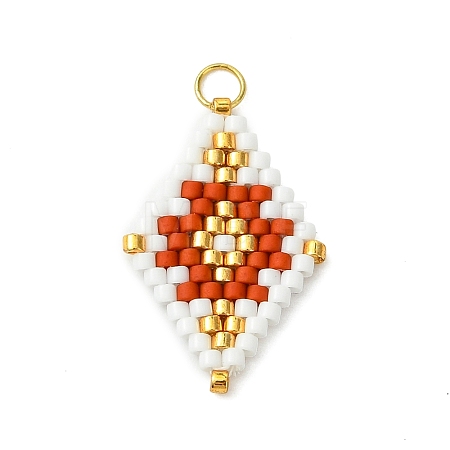 Beaded Rhombus Charms PALLOY-MZ01345-01-1