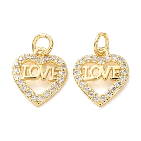 Valentine's Day Brass Micro Pave Clear Cubic Zirconia Charms CU-E003-17G-D-1