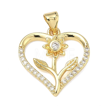 Valentine's Day Brass Micro Pave Clear Cubic Zirconia Pendants KK-A293-19A-G-1