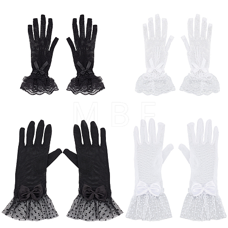 4 Pairs 4 Style Silk Gloves AJEW-GA0006-09-1