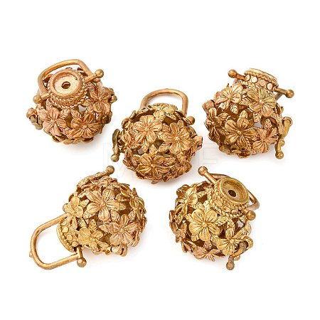 Brass Hollow Cage Pendants KK-P094-14-1