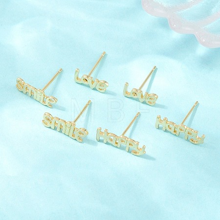 Brass Stud Earrings EJEW-P346-02-G-1