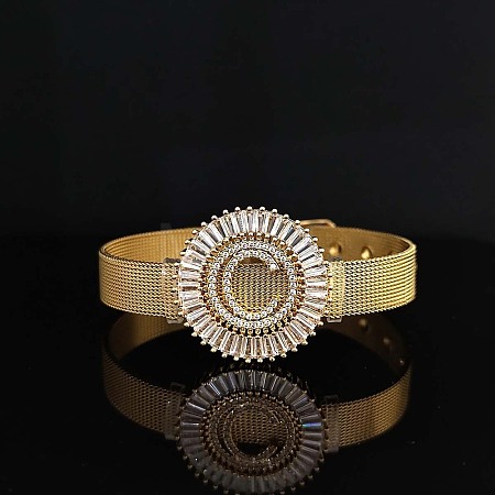 Brass Micro Pave Clear Cubic Zirconia Bangles for Women FS-WGA7409-03-1