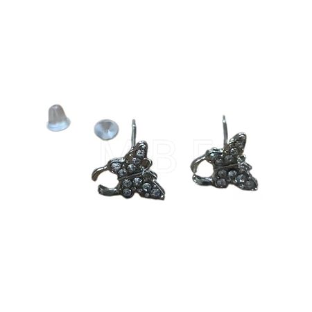Butterfly Brass Micro Pave Clear Cubic Zirconia Stud Earrings WGE0DF4-02-1
