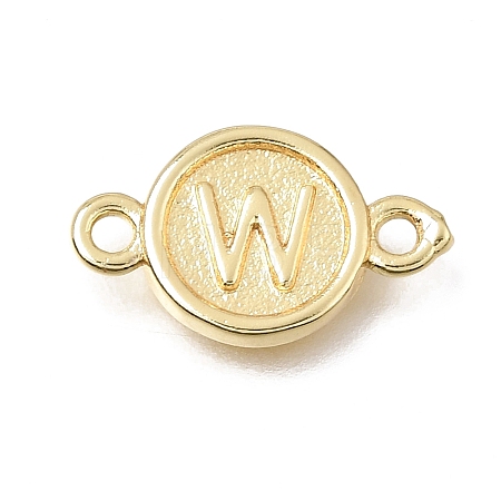 Brass Disc with Initial Links Connector Charms KK-E802-36G-W-1