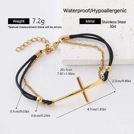 304 Stainless Steel Religion Cross Link Bracelets for Men Women IZ7438-4-1