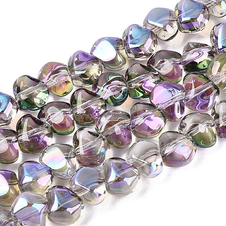 Electroplate Transparent Glass Beads Strands EGLA-Q133-01A-07-1