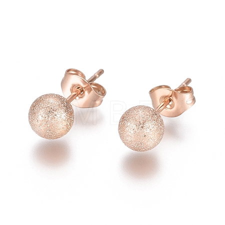 Ion Plating(IP) 304 Stainless Steel Stud Earrings EJEW-L215-58D-RG-1