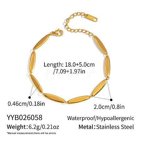 304 Stainless Steel Horse Eye Link Chain Bracelets for Women GV0285-2-1