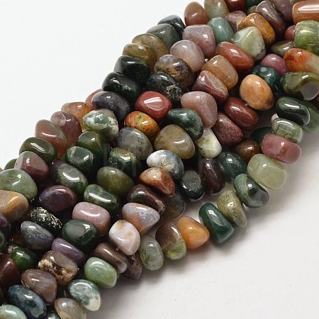 Natural Indian Agate Nuggets Beads Strands G-P091-35-1