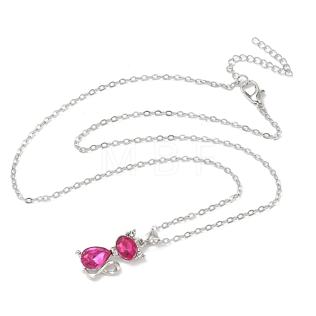 Cat Shape Alloy Rhinestone Pendant Necklaces FS-WG5CA0C-01-1