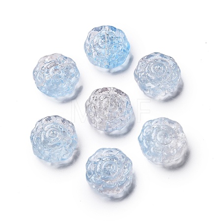 Spray Painted Transparent Glass Beads GLAA-D038-01F-1