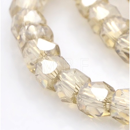 Pearl Luster Plated Glass Faceted Drum Beads Strands GLAA-A032-6mm-PL11-1
