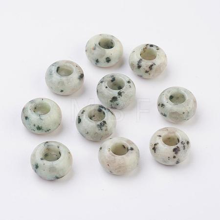 Natural Sesame Jasper/Kiwi Jasper European Beads G-G740-14x8mm-06-1