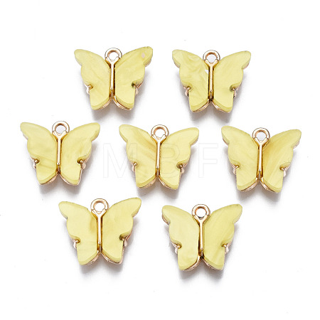 Alloy Acrylic Pendants X-ENAM-R136-01D-1