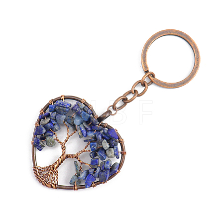 Natural Sodalite Pendant Keychains HEAR-PW0001-148H-1