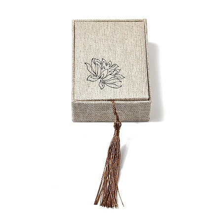 Wood Covered with Linen Cloth Pendant Necklace Boxes OBOX-XCP0001-04-1