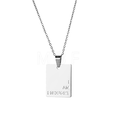 304 Stainless Steel Inspirational I AM ENOUGHT Dog Tag Pendant Necklaces for Women WG6E5CF-06-1