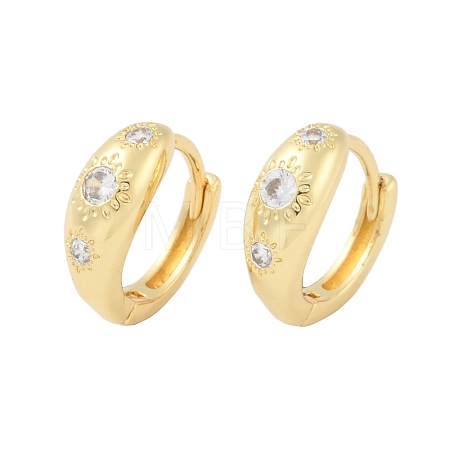 Rack Plating Brass Micro Pave Clear Cubic Zirconia Hoop Earrings KK-A224-21G-1