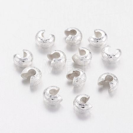 Brass Crimp Beads Covers X-KK-G016-S-NF-1