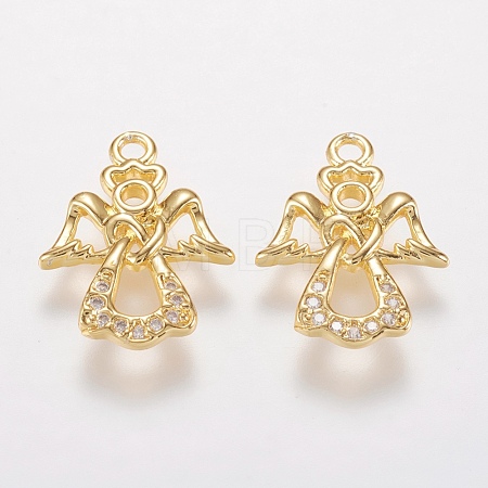 Brass Micro Pave Cubic Zirconia Charms KK-I613-09G-1
