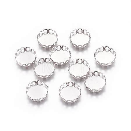 Tarnish Resistant 316 Surgical Stainless Steel Lace Edge Bezel Cups X-STAS-I118-07P-01-1