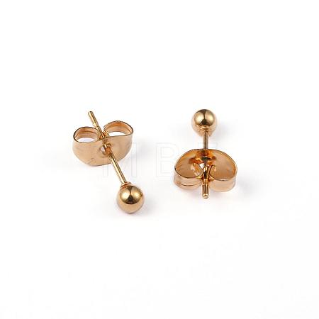 304 Stainless Steel Ball Stud Earrings EJEW-5558-3mm-G-1