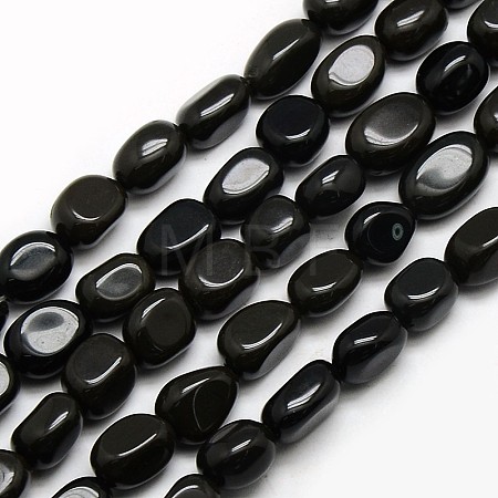 Natural Obsidian Nuggets Beads Strands G-L154-16-1