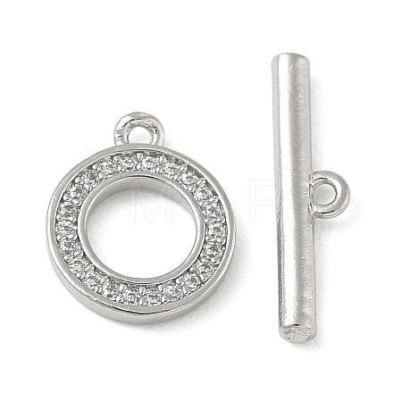 Brass Micro Pave Clear Cubic Zirconia Toggle Clasps CU-CBAC675-06P-1