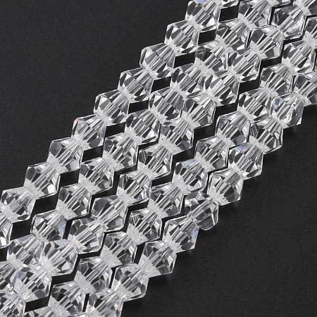 Clear Faceted Glass Bicone Beads Strands X-GLAA-S026-6mm-07-1